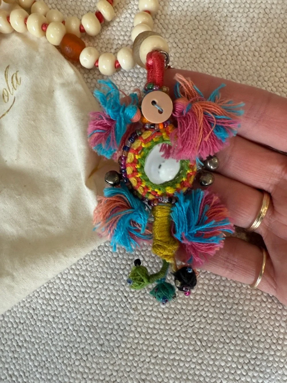 Perle by Lola - Beaded Tassel Necklace with Colorful Pendant - Picture 5 of 7